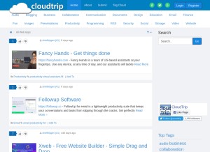 How cloudtrip.com looks like on a tablet such as an iPad.