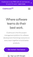 How clubhouse.io looks like on a mobile device such as an iPhone.