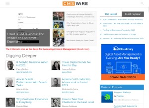 How cmswire.com looks like on a tablet such as an iPad.