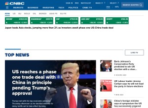 How cnbc.com looks like on a tablet such as an iPad.