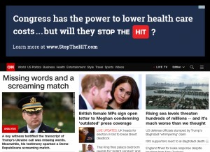 How cnn.com looks like on a tablet such as an iPad.