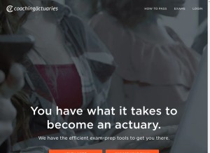 How coachingactuaries.com looks like on a tablet such as an iPad.