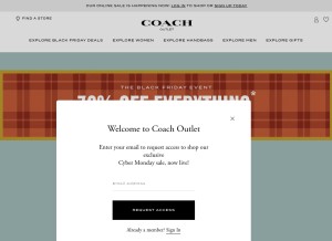 How coachoutlet.com looks like on a tablet such as an iPad.