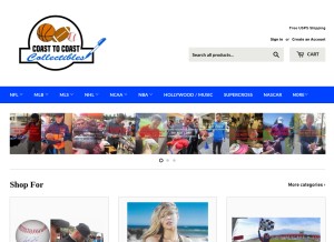 How coasttocoastcollectibles.com looks like on a tablet such as an iPad.