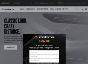 How cobragolf.com looks like on a tablet such as an iPad.