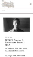 How cocaineandrhinestones.com looks like on a mobile device such as an iPhone.