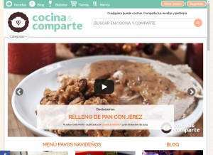 How cocinaycomparte.com looks like on a tablet such as an iPad.