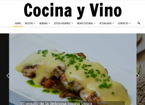 How cocinayvino.com looks like on a tablet such as an iPad.