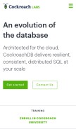 How cockroachlabs.com looks like on a mobile device such as an iPhone.