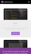 How codeanywhere.com looks like on a mobile device such as an iPhone.