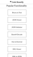 How codebeautify.org looks like on a mobile device such as an iPhone.