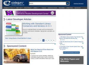How codeguru.com looks like on a tablet such as an iPad.