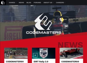 How codemasters.com looks like on a tablet such as an iPad.