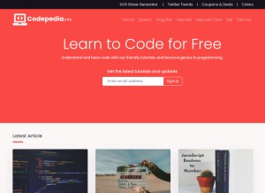 How codepedia.info looks like on a tablet such as an iPad.