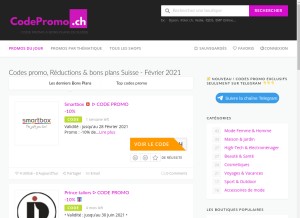 How codepromo.ch looks like on a tablet such as an iPad.