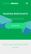 How codermails.in looks like on a mobile device such as an iPhone.
