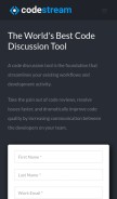 How codestream.com looks like on a mobile device such as an iPhone.