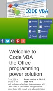 How codevba.com looks like on a mobile device such as an iPhone.