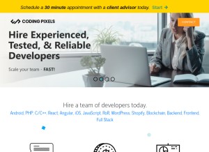 How codingpixels.us looks like on a tablet such as an iPad.