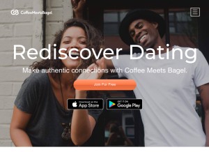 How coffeemeetsbagel.com looks like on a tablet such as an iPad.