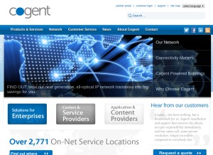 How cogentco.com looks like on a tablet such as an iPad.