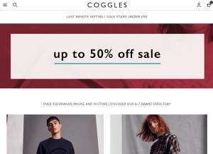 How coggles.com looks like on a tablet such as an iPad.