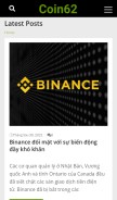 How coin62.com looks like on a mobile device such as an iPhone.