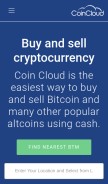 How coincloudatm.com looks like on a mobile device such as an iPhone.
