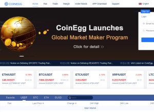 How coinegg.com looks like on a tablet such as an iPad.