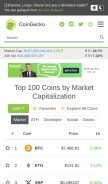 How coingecko.com looks like on a mobile device such as an iPhone.