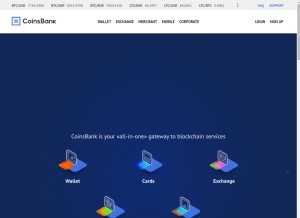 How coinsbank.com looks like on a tablet such as an iPad.