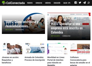 How colconectada.com looks like on a tablet such as an iPad.