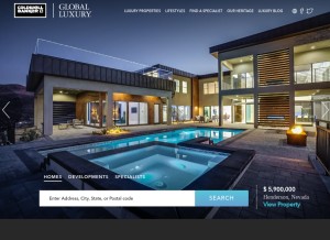 How coldwellbankerluxury.com looks like on a tablet such as an iPad.