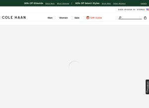 How colehaan.com looks like on a tablet such as an iPad.