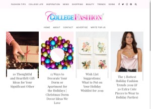 How collegefashion.net looks like on a tablet such as an iPad.