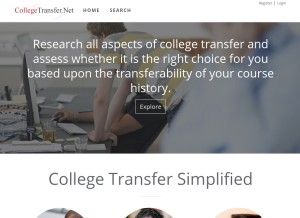 How collegetransfer.net looks like on a tablet such as an iPad.