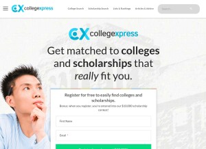 How collegexpress.com looks like on a tablet such as an iPad.