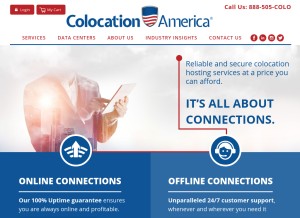 How colocationamerica.com looks like on a tablet such as an iPad.