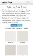 How color-hex.com looks like on a mobile device such as an iPhone.