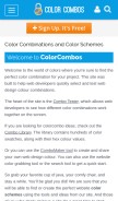 How colorcombos.com looks like on a mobile device such as an iPhone.