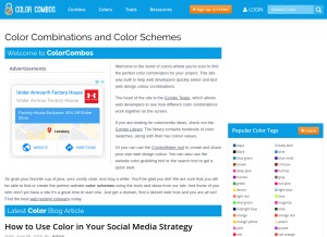 How colorcombos.com looks like on a tablet such as an iPad.