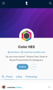 How colorhex.tumblr.com looks like on a mobile device such as an iPhone.