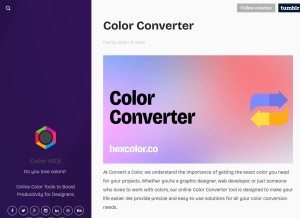How colorhex.tumblr.com looks like on a tablet such as an iPad.