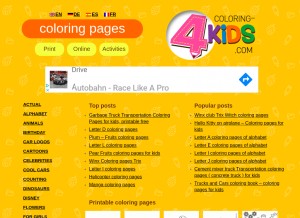 How coloring-4kids.com looks like on a tablet such as an iPad.