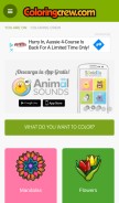 How coloringcrew.com looks like on a mobile device such as an iPhone.