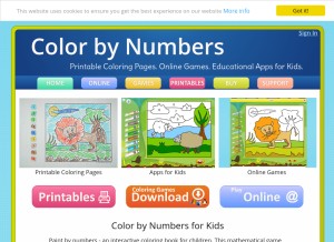 How coloritbynumbers.com looks like on a tablet such as an iPad.