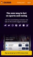 How colossusbets.com looks like on a mobile device such as an iPhone.
