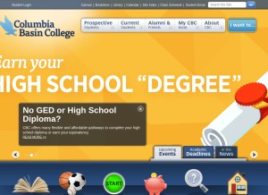 How columbiabasin.edu looks like on a tablet such as an iPad.