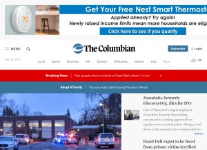 How columbian.com looks like on a tablet such as an iPad.