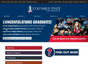 How columbusstate.edu looks like on a tablet such as an iPad.